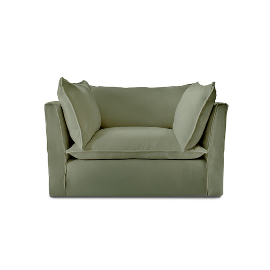Coco Loveseat with Knife Edge Cushion in Taupe Linen - Made to Order