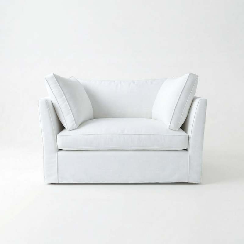 Coco Loose Cover Loveseat with Box Edge cushions in Customer's Own Material - Made to Order