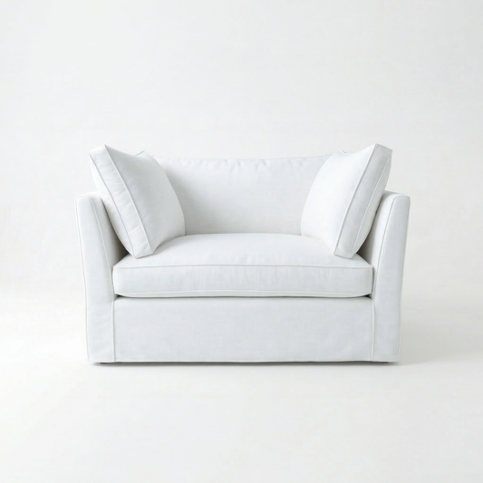 Coco Loose Cover Loveseat with Box Edge cushions in Customer's Own Material - Made to Order