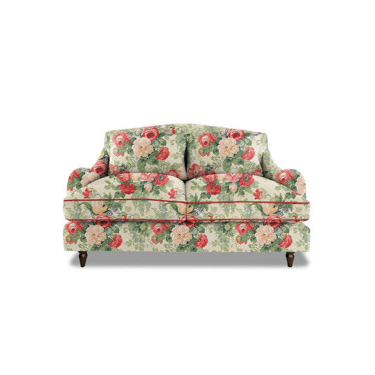 Isobel 2 seater sofa in English Garden Classic Rose with Velvet Trim