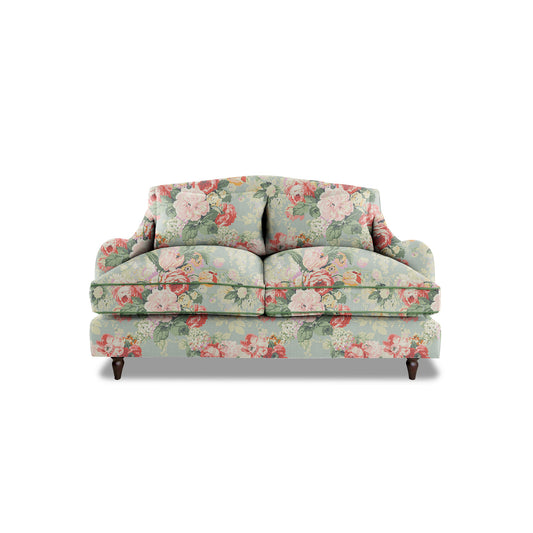 Isobel 2 seater sofa in English Garden Grey Skies with Velvet Trim