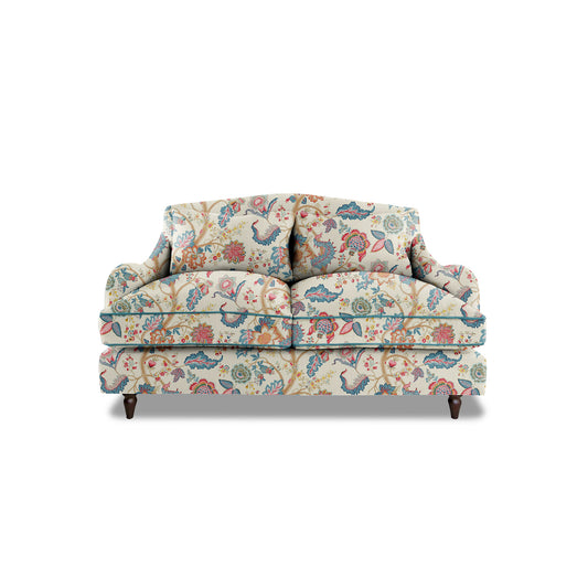 Isobel 2 seater sofa in Kitty Indian Summer with Velvet Trim