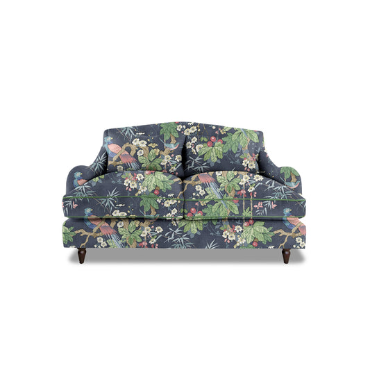 Isobel 2 seater sofa in Belleville Navy with Velvet Trim