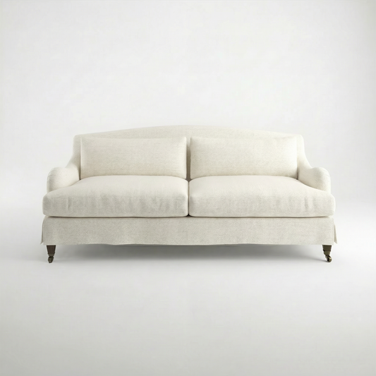 Felix Loose Cover 3 Seater Sofa in Cotton Linen Cool Coconut - Made to Order - front