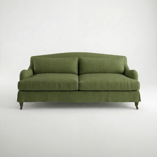 Felix Loose Cover 3 Seater Sofa in Cotton Linen Evergreen - Made to Order - front