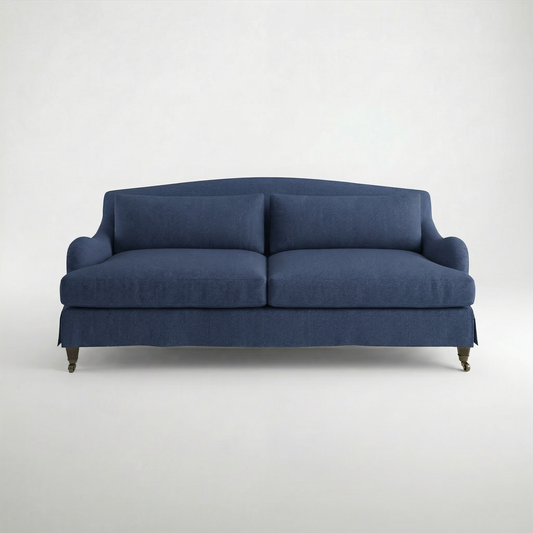 Felix Loose Cover 3 Seater Sofa in Cotton Linen Inkspot - Made to Order - front