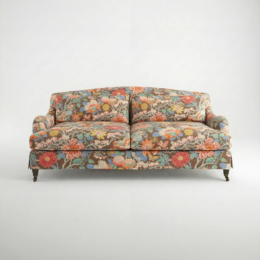 Felix Loose Cover 3 Seater Sofa in Little Magnolia Espresso - Made to Order - front