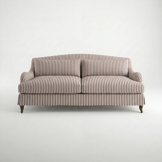 Felix Loose Cover 3 Seater Sofa in Narrow Chocolate Stripe - Made to Order - front