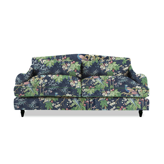 Isobel 3 seater sofa in Belleville Navy with Velvet Trim