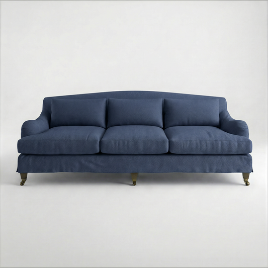 Felix Loose Cover 4 Seater Sofa in Cotton Linen Inkspot - Made to Order - front
