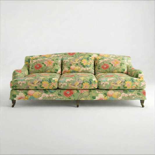 Felix Loose Cover 4 Seater Sofa in Little Magnolia Emerald - Made to Order - front