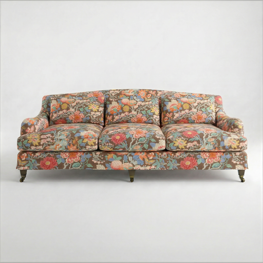 Felix Loose Cover 4 Seater Sofa in Little Magnolia Espresso - Made to Order - front