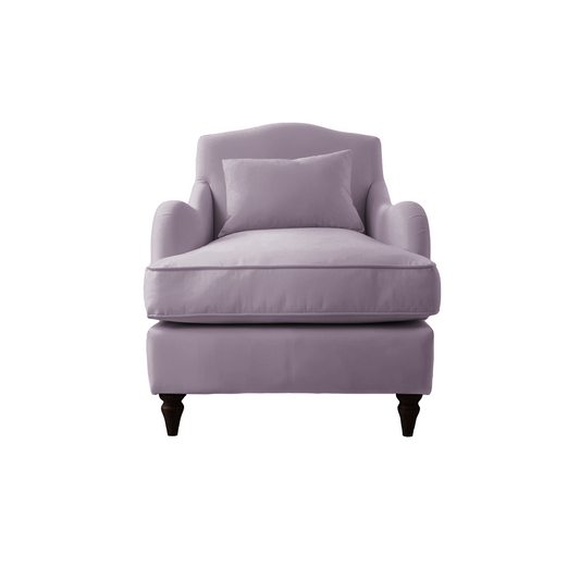 Isobel Armchair with Fixed Back in Lilac Linen