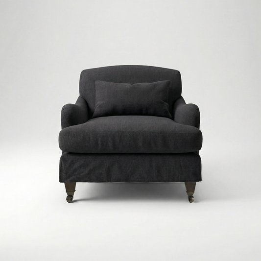 Felix Loose Cover Armchair in Beatrice Midnight - front