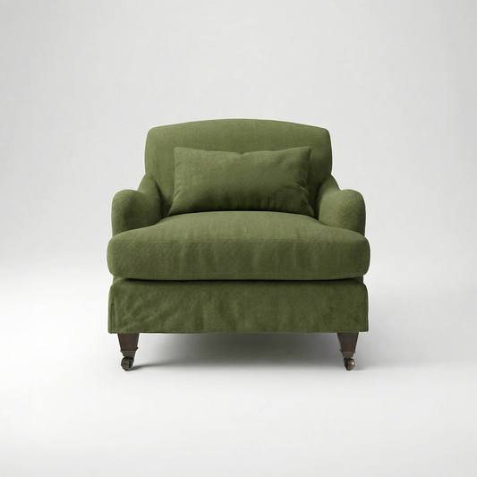 Felix Loose Cover Armchair in Cotton Linen Evergreen - front