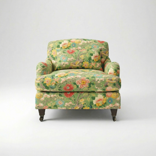 Felix Loose Cover Armchair in Little Magnolia Emerald - front