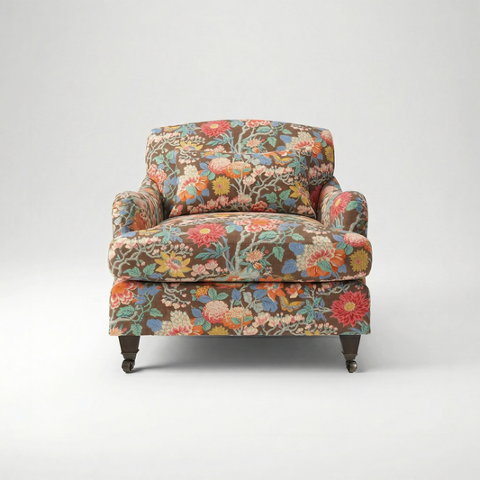 Felix Loose Cover Armchair in Little Magnolia Espresso - front