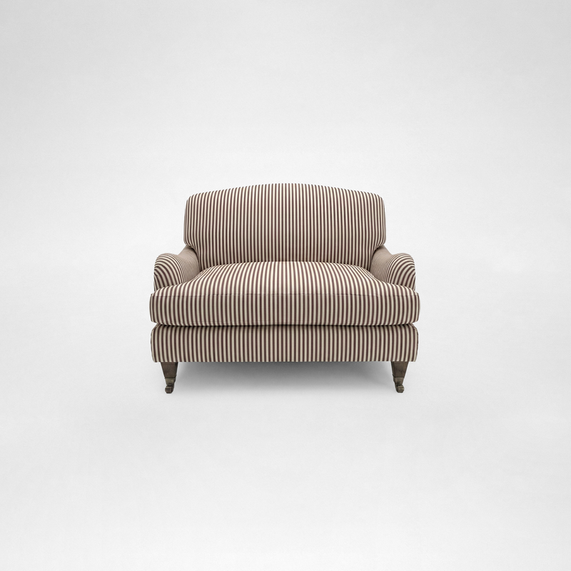 Isobel Loveseat with Big Back Cushion in Narrow Chocolate Stripe