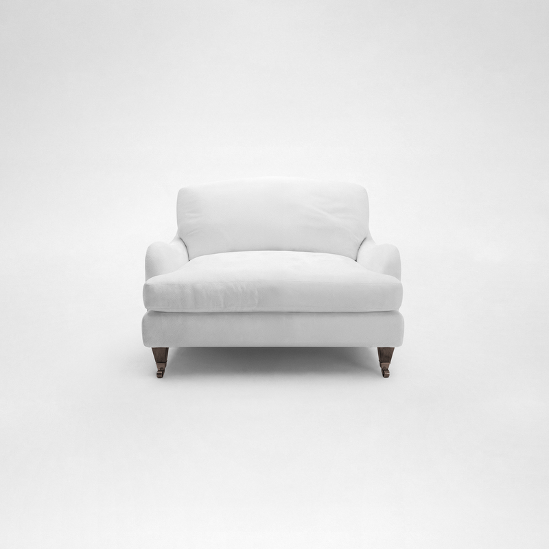 Isobel Loveseat with Big Back Cushion in Cotton Linen Snow Drop