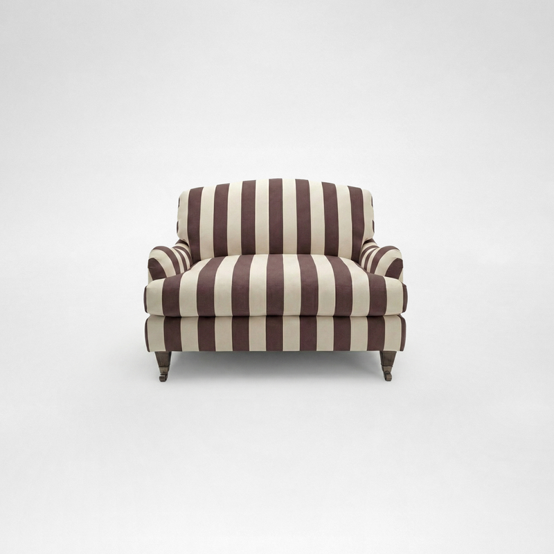Isobel Loveseat with Big Back Cushion in Chocolate Stripe