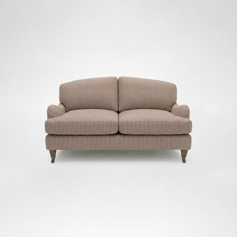Isobel 2 seater sofa with Big Back Cushion in Narrow Chocolate Stripe