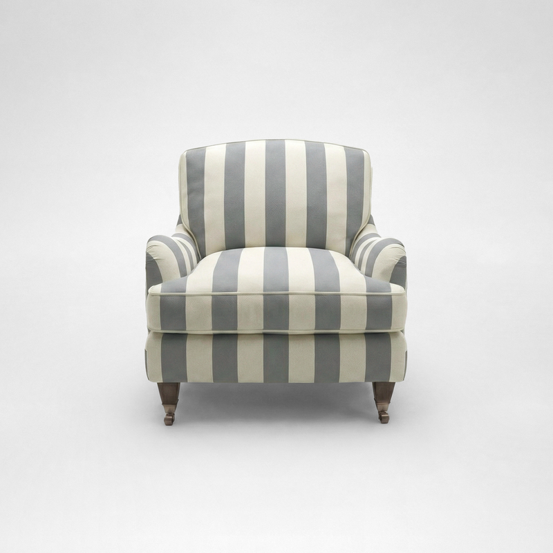 Isobel Armchair with Big Back Cushion in Garden Grey Stripe