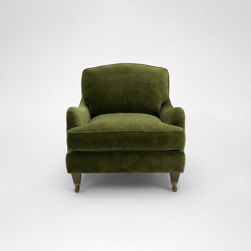 Isobel Armchair with Big Back Cushion in Pelham Moss Velvet