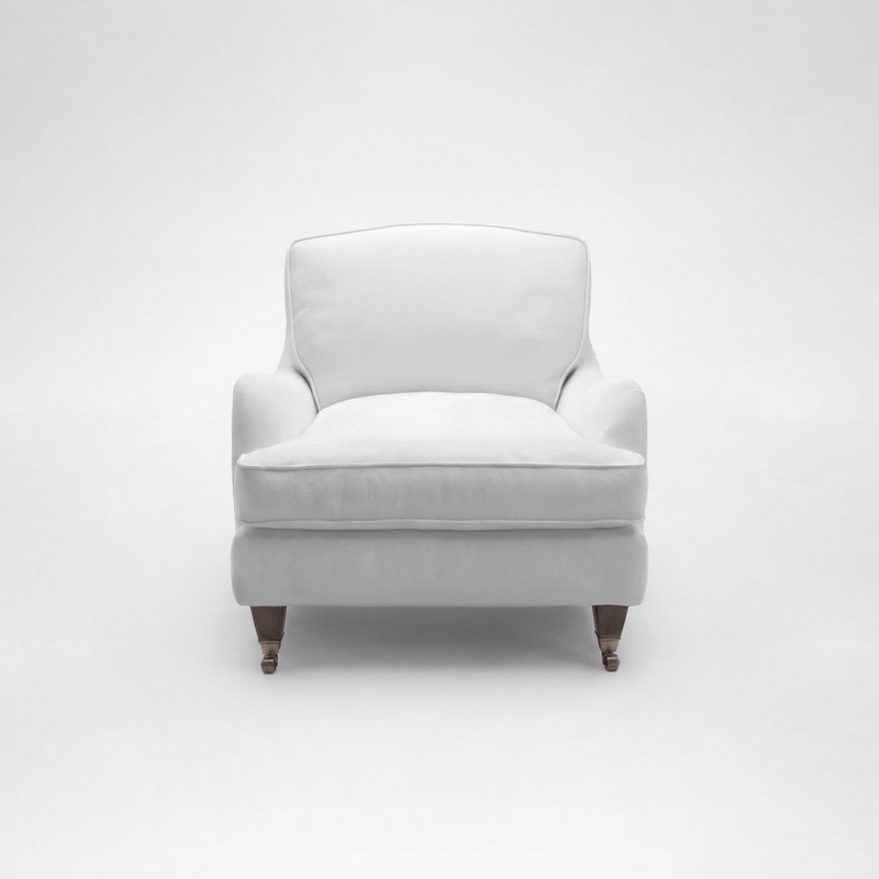 Isobel Armchair with Big Back Cushion in Cotton Linen Snow Drop