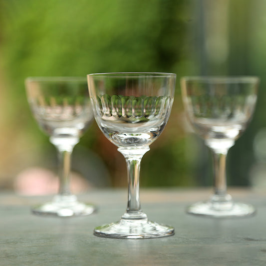 Six Liqueur Glasses with Lens Design by Vintage List
