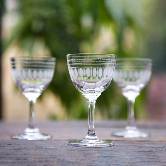 Six Liqueur Glasses with Ovals Design by Vintage List
