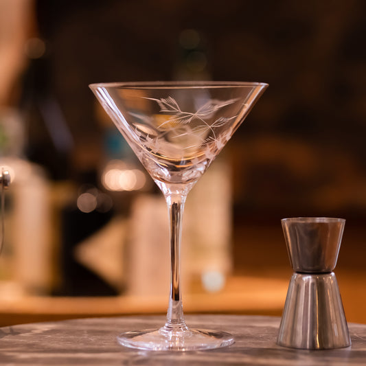 Two Martini Glasses with Fern Design by Vintage List