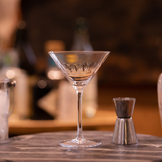 Two Martini Glasses with Lens Design by Vintage List