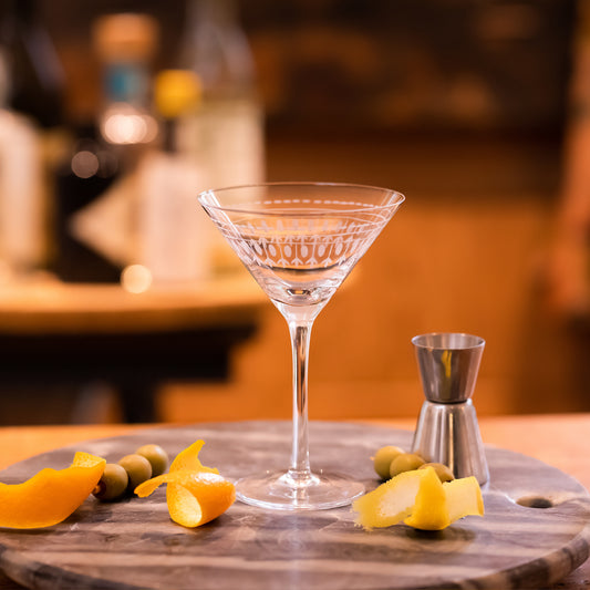 Two Martini Glasses with Ovals Design by Vintage List