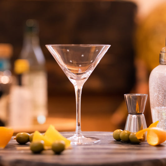 Two Martini Glasses with Stars Design by Vintage List