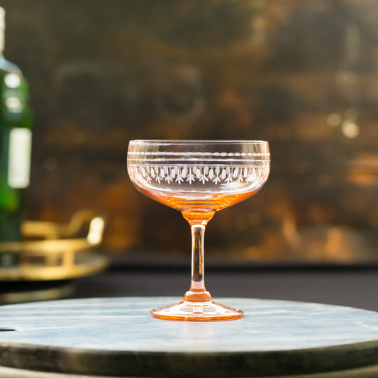 Four Rose Cocktail Glasses with Ovals Design by Vintage List