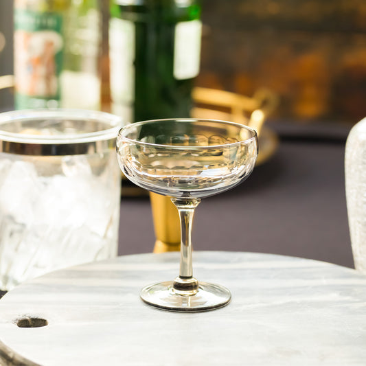 Four Smoky Cocktail Glasses with Lens Design by Vintage List