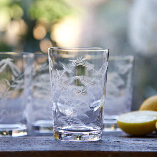 Six Tumblers with Fern Design by Vintage List