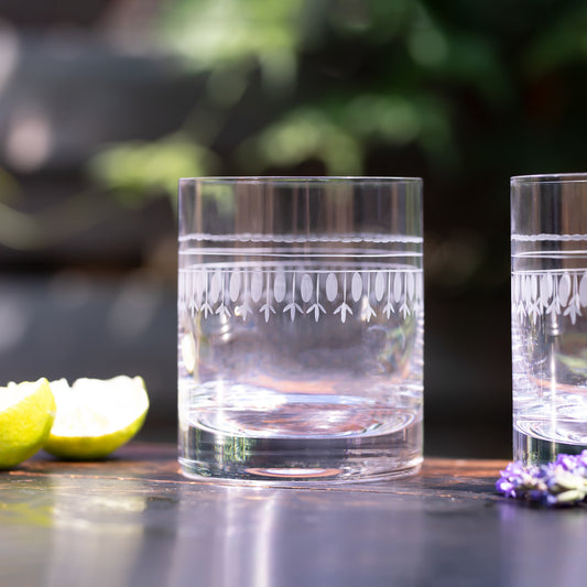 Two Whisky Glasses with Ovals Design by Vintage List