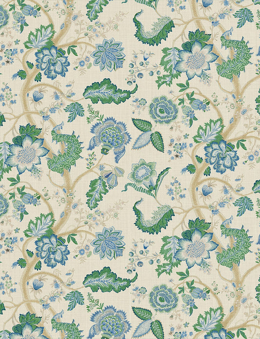 English Garden - Kitty - Blue Green Fabric Sample