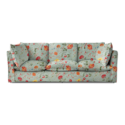 Coco 4 seater sofa with Self Piped Knife Edge cushion in Wildwood Duck Egg - Made to Order