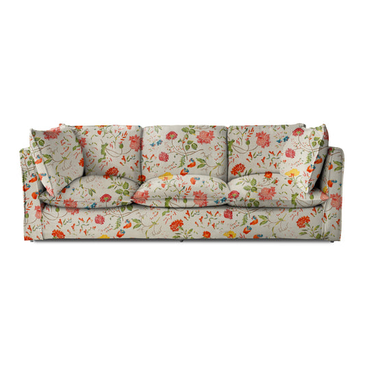 Coco 4 seater sofa with Self Piped Knife Edge cushion in Wildwood Ivory - Made to Order