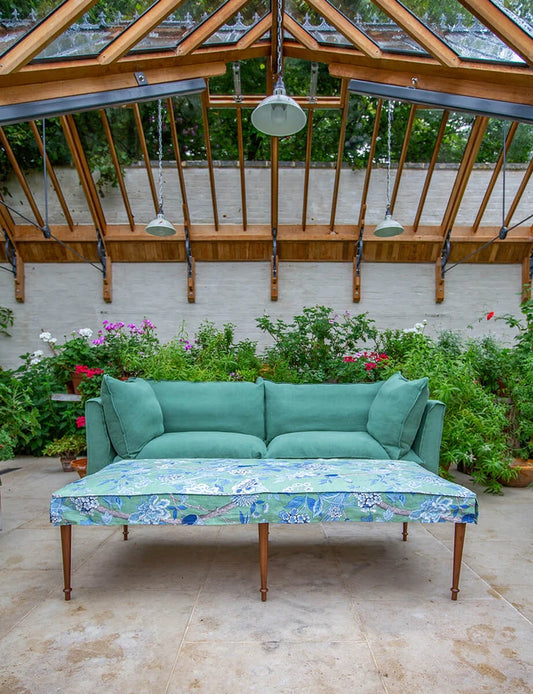 Coco Small Coffee Table in GPJ Hydrangea Bird Emerald/Blue - Made to Order
