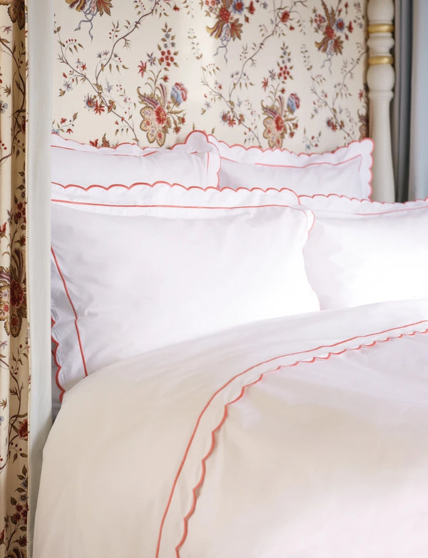 Coral Scalloped bed linen