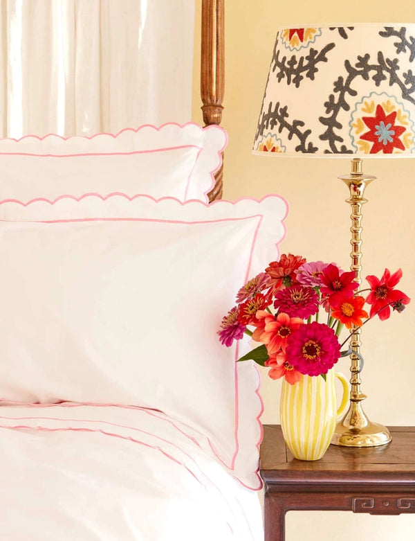 Pink Scalloped bed linen
