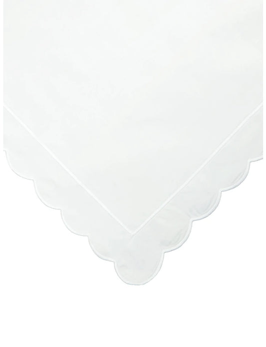 White Scalloped King Size Duvet Cover & 2 Oxford Pillowcases Set
