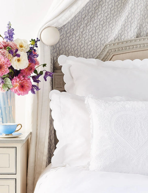 White Scalloped bed linen
