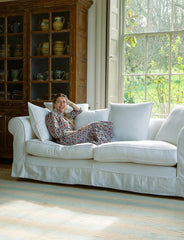 Salthrop Large Sofa with Scatter Cushions in Cotton Linen Snow Drop - Made to Order