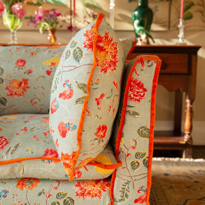 Coco 2.5 seater sofa with Contrast Piped Knife Edge cushion in Andrew Martin Wildwood Duck Egg - Made to Order