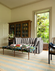 Coco 2.5 seater sofa with Self Piped Knife Edge cushion in Charcoal Stripes - Made to Order