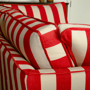 Coco 2.5 seater sofa with Self Piped Box Edge cushion in Stripes Petunia - Made to Order